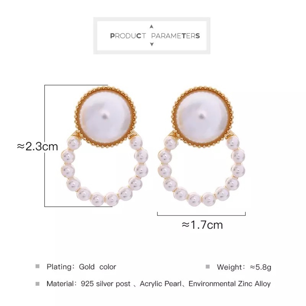 Korean Style Acrylic Pearl Stud Earrings - Picture 8 of 9